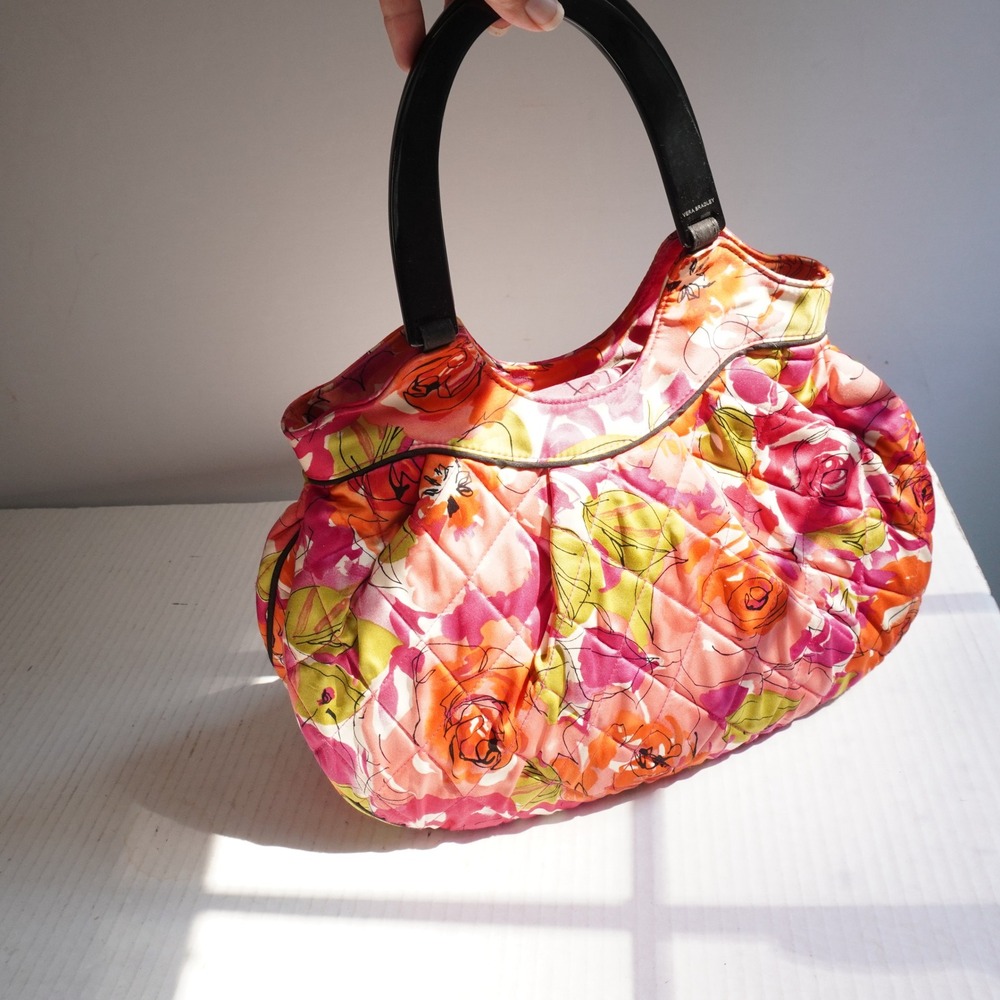 Vera Bradley Millie Purse Rose Pattern Sateen Lucite Handles Spring Summer Flora